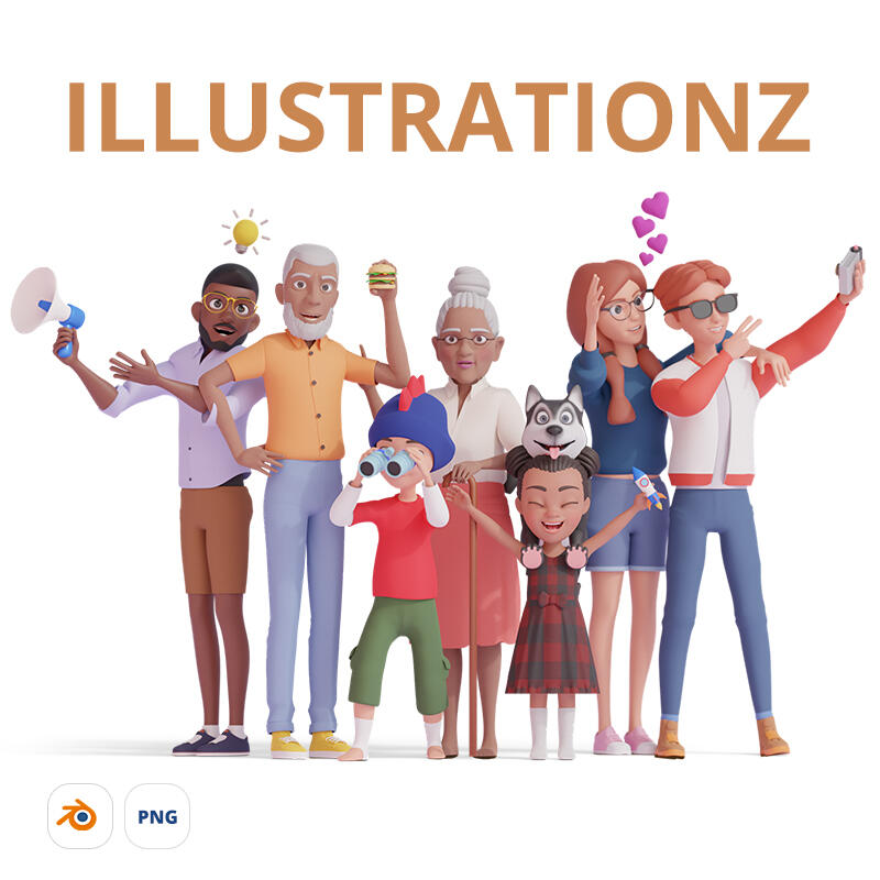 Massive 3D illustrations library of various modular 3D character