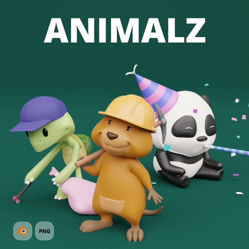 Various fully rigged cartoon 3D animals