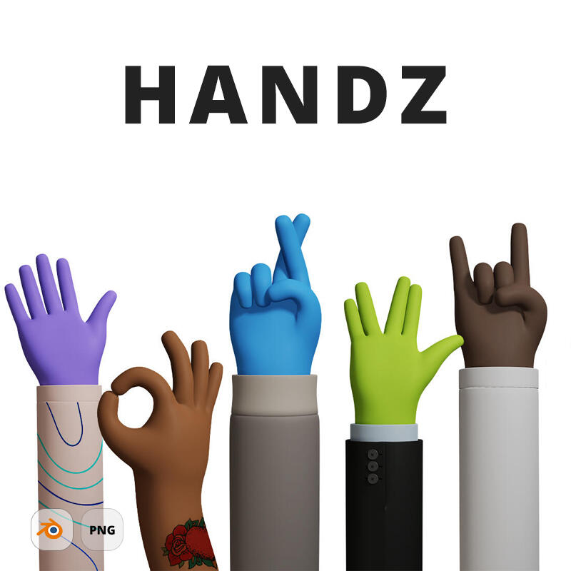 Various free 3D hands with Blender source files