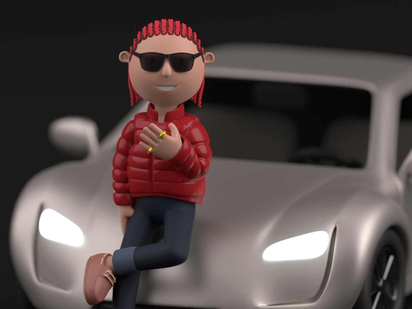 Showcase of 3D library of various 3D characters with 3D vehicles