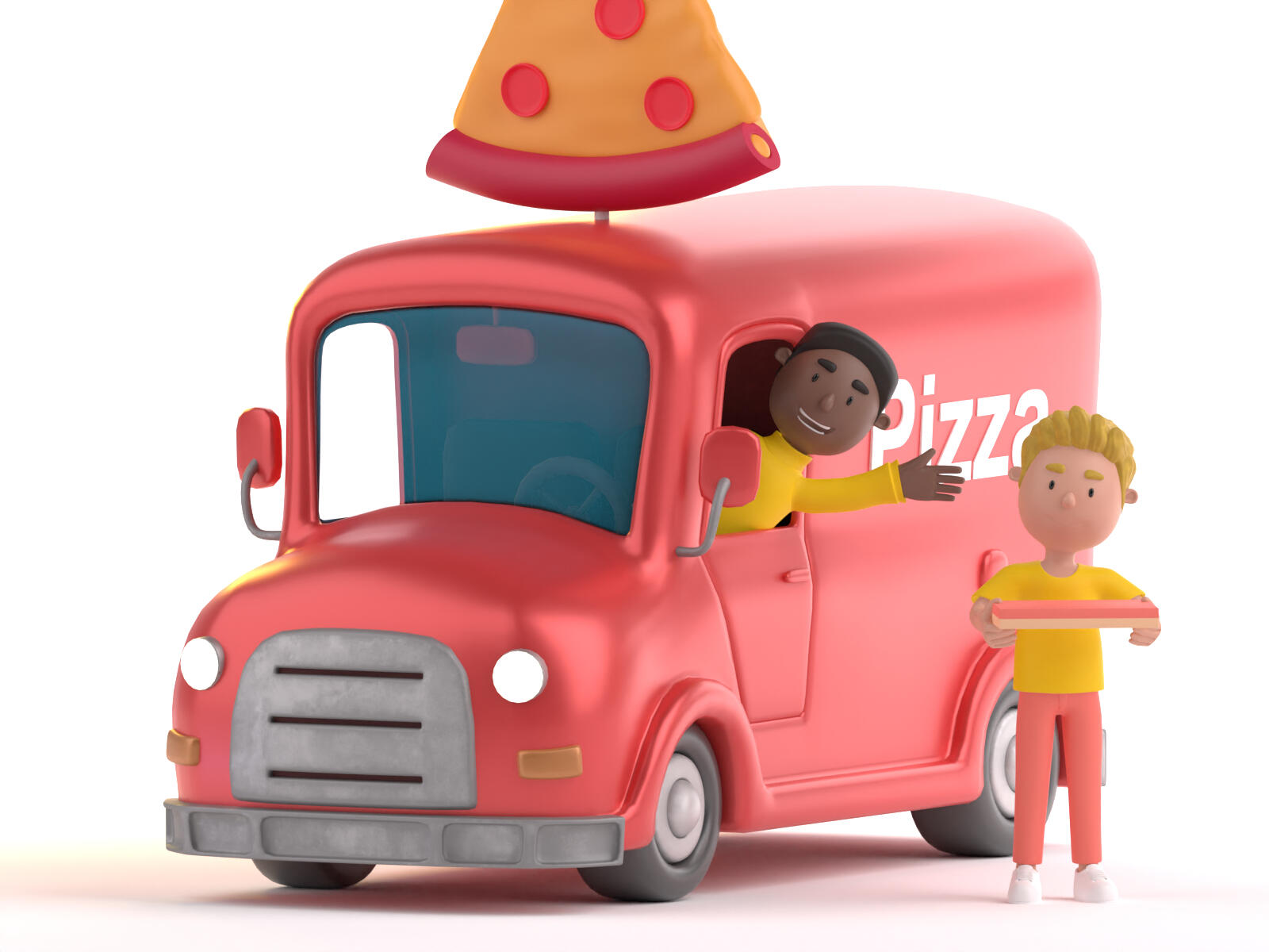 Showcase of 3D library of various 3D characters with 3D vehicles